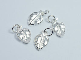 2pcs 925 Sterling Silver Charms, Leaf Charms, 13x9mm-RainbowBeads
