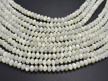 Mother of Pearl, MOP, White, 3.6x5.5mm Rondelle-RainbowBeads