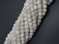 White Moonstone, 6mm (6.5mm) Round Beads-RainbowBeads