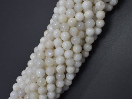 White Moonstone, 6mm (6.5mm) Round-RainbowBeads