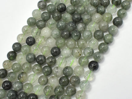 Green Rutilated Quartz Beads, 8mm Round Beads-RainbowBeads