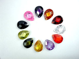 CZ beads, 13x18mm Faceted Pear Briolette-RainbowBeads