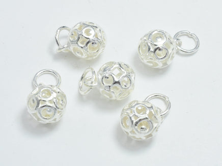 2pcs 925 Sterling Silver Charms, Filigree Ball Charms, 8mm Ball-RainbowBeads