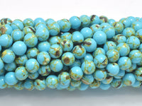 Shell Turquoise Howlite-Blue, 6mm (6.5mm)-RainbowBeads