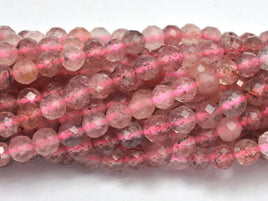 Strawberry Quartz 4mm Micro Faceted Round-RainbowBeads