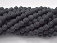 Matte Black Onyx Beads, Round, 8mm-RainbowBeads