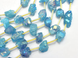 Raw Quartz - AB Coated Sea Blue, Approx. 9x12mm Nugget-RainbowBeads