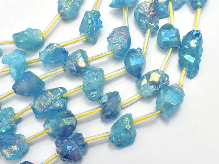 Raw Quartz - AB Coated Sea Blue, Approx. 9x12mm Nugget-RainbowBeads