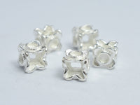 2pcs 925 Sterling Silver Beads, 5.5x5.5mm Cube Beads-RainbowBeads