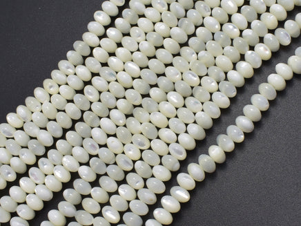 Mother of Pearl, MOP, White, 3.6x5.5mm Rondelle-RainbowBeads