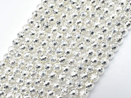 Hematite Beads-Silver, 6mm Faceted Round-RainbowBeads