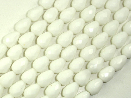 White Onyx Beads, Faceted Teardrop, 9 x 10mm, 11.5 Inch-RainbowBeads