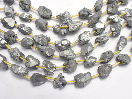 Raw Quartz - Coated Silver, Approx. 12x15mm Nugget-RainbowBeads