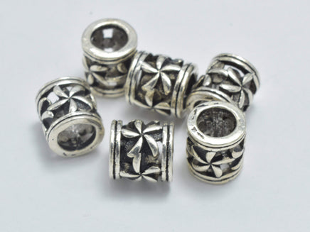 4pcs 925 Sterling Silver Beads-Antique Silver, 5.8x6mm Filigree Tube Bead-RainbowBeads