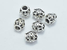 6pcs 925 Sterling Silver Beads-Antique Silver, Filigree Drum Beads, Spacer Beads, 5.8x6mm-RainbowBeads