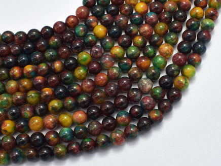 Malaysia Jade - Green & Yellow 6mm Round-RainbowBeads