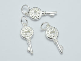 1pc 925 Sterling Silver Charms, Key Charms, 20x8mm-RainbowBeads