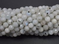White Rainbow Moonstone, 6mm (6.5mm), Faceted Round-RainbowBeads