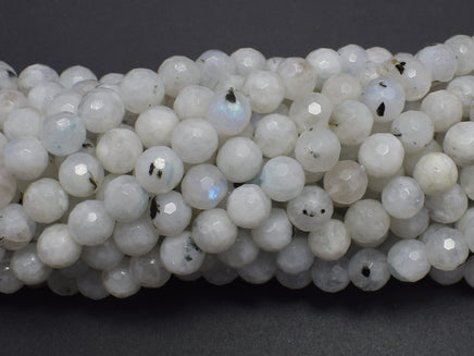 White Rainbow Moonstone, 6mm (6.5mm), Faceted Round-RainbowBeads