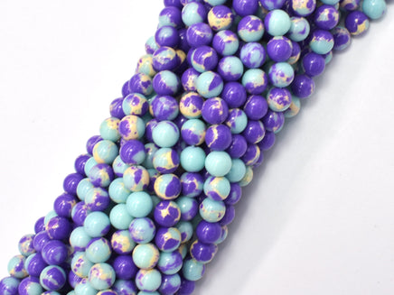 Impression Jasper-Blue & Purple 6mm Round-RainbowBeads