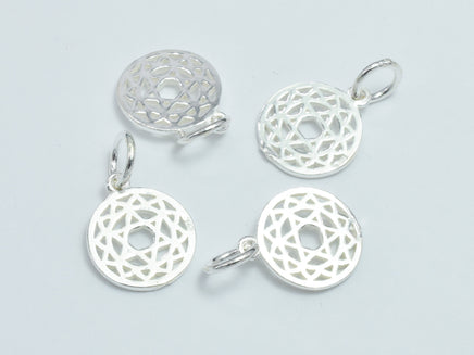 2pcs 925 Sterling Silver Charms, Filigree Coin Charms, 11mm Coin-RainbowBeads
