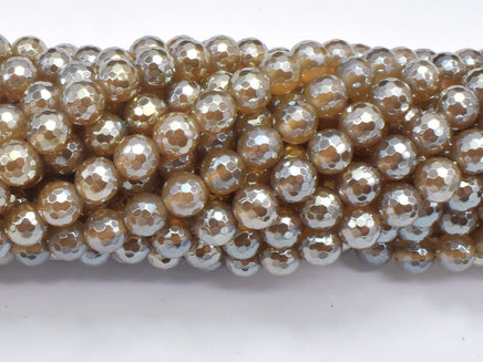 Mystic Coated Agate-Gray, 6mm Faceted Round-RainbowBeads