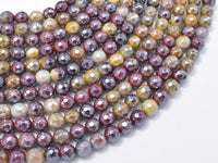 Mystic Coated Mookaite, 6mm Faceted Round Beads, AB Coated-RainbowBeads