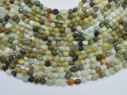 Burma Jade Beads, 5x7mm, Pebble Nugget Bead-RainbowBeads