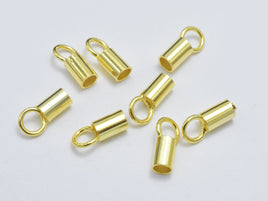 10pcs 24K Gold Vermeil Cord End Cap, 925 Sterling Silver Cord End Cap, 7.2x2.6mm, 2mm inside diameter-RainbowBeads