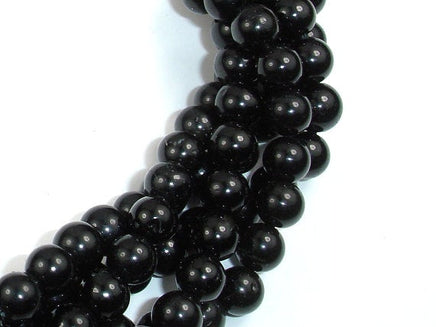 Black Tourmaline Beads, Round, 6mm-RainbowBeads