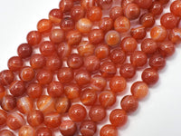 Banded Agate Beads, Striped Agate, Orange, 8mm (8.3mm) Round-RainbowBeads