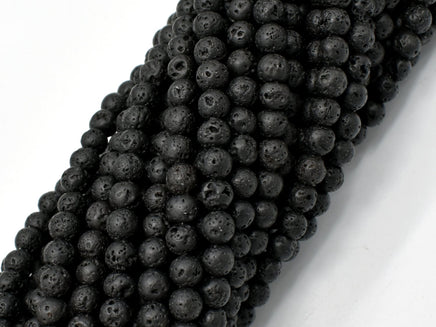 Black Lava Beads, Round, 4mm-RainbowBeads