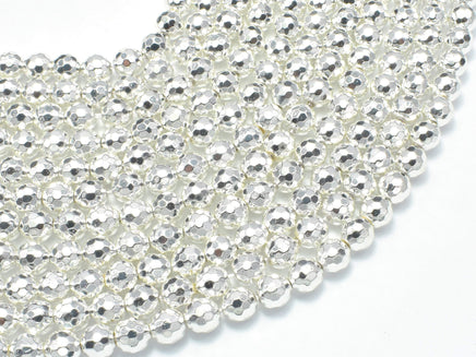 Hematite Beads-Silver, 6mm Faceted Round-RainbowBeads