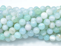 Banded Agate Beads, Striped Agate, Light Blue, 8mm Round Beads-RainbowBeads