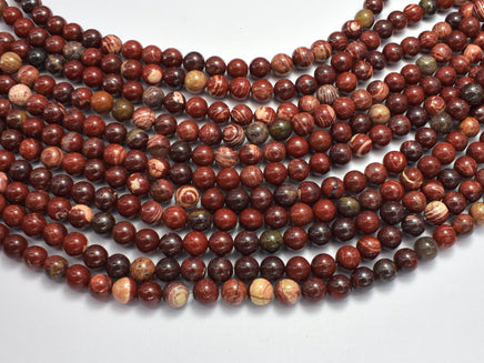 Red Snake Skin Jasper, 6mm (6.5mm) Round-Rainbow Beads