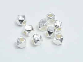 6pcs 925 Sterling Silver Beads, 3.5mm Faceted Cube-RainbowBeads
