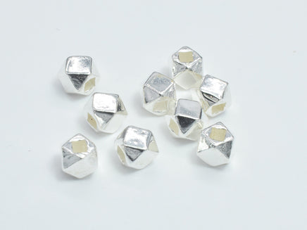 6pcs 925 Sterling Silver Beads, 3.5mm Faceted Cube-RainbowBeads