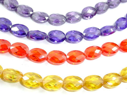 CZ beads, Faceted Oval, 6x8mm-RainbowBeads
