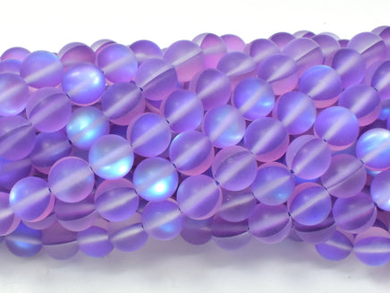 Matte Mystic Aura Quartz-Purple, 6mm (6.5mm) Round-RainbowBeads