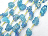 Raw Quartz - AB Coated Sea Blue, Approx. 9x12mm Nugget-RainbowBeads