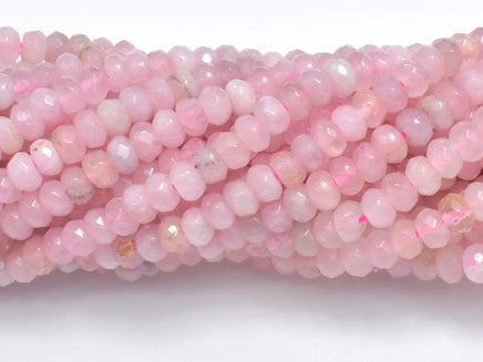 Madagascar Rose Quartz Beads, 4x6mm (3.5x5.5mm) Faceted Rondelle-RainbowBeads