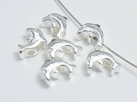 2pcs 925 Sterling Silver Beads- Dolphin, 7x6mm, 3.2mm Thick-RainbowBeads