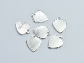 4pcs 925 Sterling Silver Heart Charm, 6.5x8mm-RainbowBeads