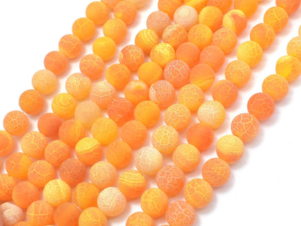 Matte Agate- Orange, 8mm (7.8mm) Round Beads-RainbowBeads