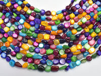 Mother of Pearl Beads, MOP, Multi Color 6-9mm Nugget-RainbowBeads