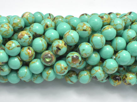 Shell Turquoise Howlite-Green, 6mm (6.5mm)-RainbowBeads