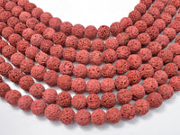 Red Lava Beads, 10mm Round Beads-RainbowBeads