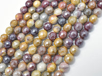 Mystic Coated Mookaite, 8mm Faceted Round, AB Coated-RainbowBeads