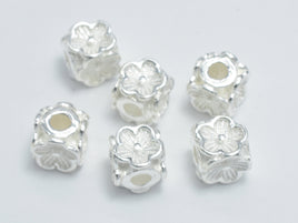 4pcs 925 Sterling Silver Beads, 5x5mm Cube Beads-RainbowBeads