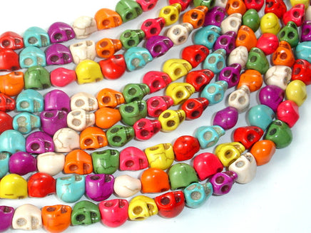 Howlite Skull Beads, Multi-color, 6x8mm-RainbowBeads